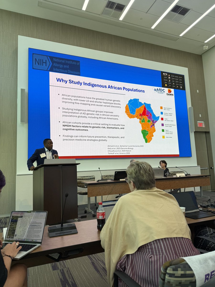 DawnAdResearch's tweet photo. 🧬 Rufus Akinyemi presenting our collaborative DAWN Study: “Non-Genetic and Genetic Risk Factors for AD among Indigenous Africans: Emerging Data from the AfDC Cohort of the DAWN Alzheimer’s Project.” 🌍✨ #ADSP #DAWNStudy #AlzheimersResearch #Genetics #HIHG https://t.co/SaYET6T4Vv