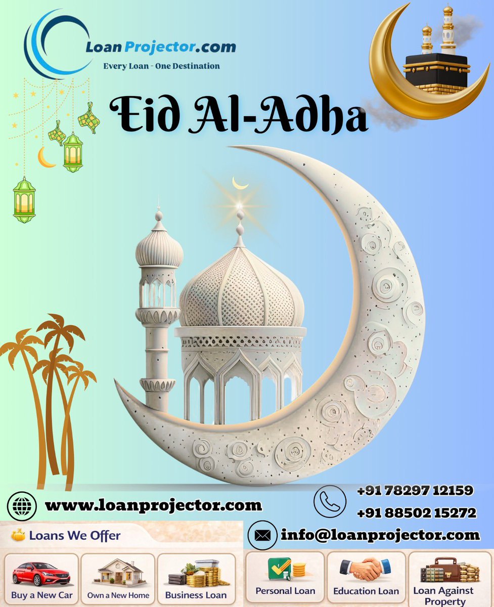 loanprojector's tweet photo. May your Eid al-Adha be filled with peace, blessings, love, and the spirit of sacrifice.
Start your new journey with smarter financing.*https://t.co/pzOG00qQT5*
#loanprojector #EidAladha #Eid #personalloan #homeloan #educationloan #usedcarloan #businessloan #mortgageloan #topup https://t.co/JmUKR6ZWNB