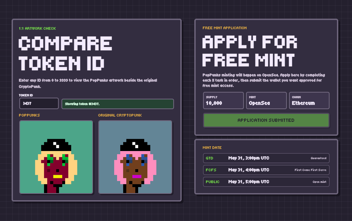 muddrockk's tweet photo. PopPunks Mint Date:

GTD
May 31, 3:00pm UTC

FCFS
May 31, 4:00pm UTC

Public
May 31, 5:00pm UTC

Free mint for FCFS is still open
Apply here https://t.co/rtFqBFIVOE https://t.co/IU9WV8MkqJ