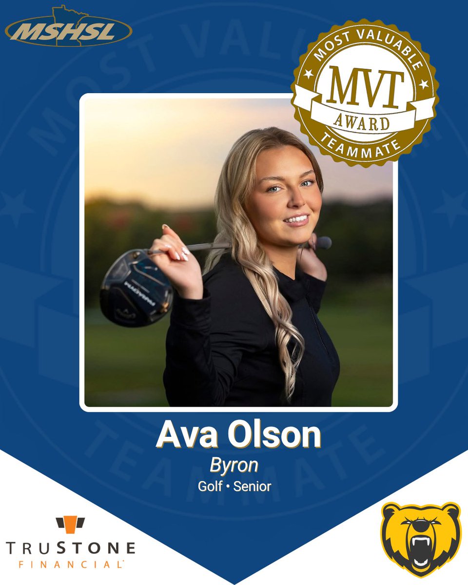 MSHSL's tweet photo. Byron senior Ava Olson is this week's Most Valuable Teammate!

Ava has always had a positive attitude despite multiple season-ending injuries. She fosters a cohesive team environment as her selflessness and enthusiasm uplift everyone.

MVT is sponsored by @TruStoneFCU https://t.co/61rMbtYaSP