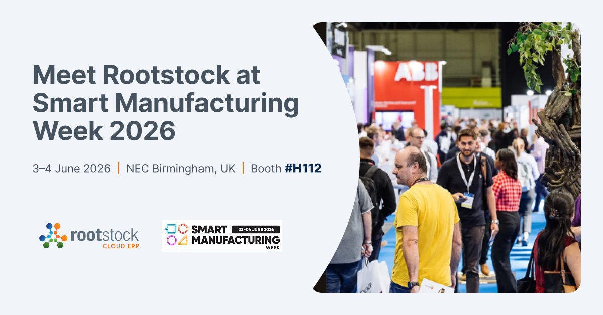 RootstockMFG's tweet photo. Smart Manufacturing Week 2026 is almost here! Visit Rootstock at Booth H112 at the NEC in Birmingham on 3–4 June, where we’ll be co-exhibiting with 24Flow to show how manufacturers can unify ERP, CRM &amp; production planning on the @Salesforce Platform. https://t.co/hQYxqU4CQT https://t.co/HehHGwBjhS