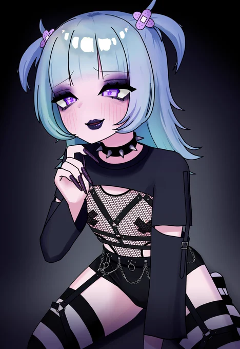 依頼で描いたVの娘のゴスメイクとメイク崩れ事後 ありがとうございました!