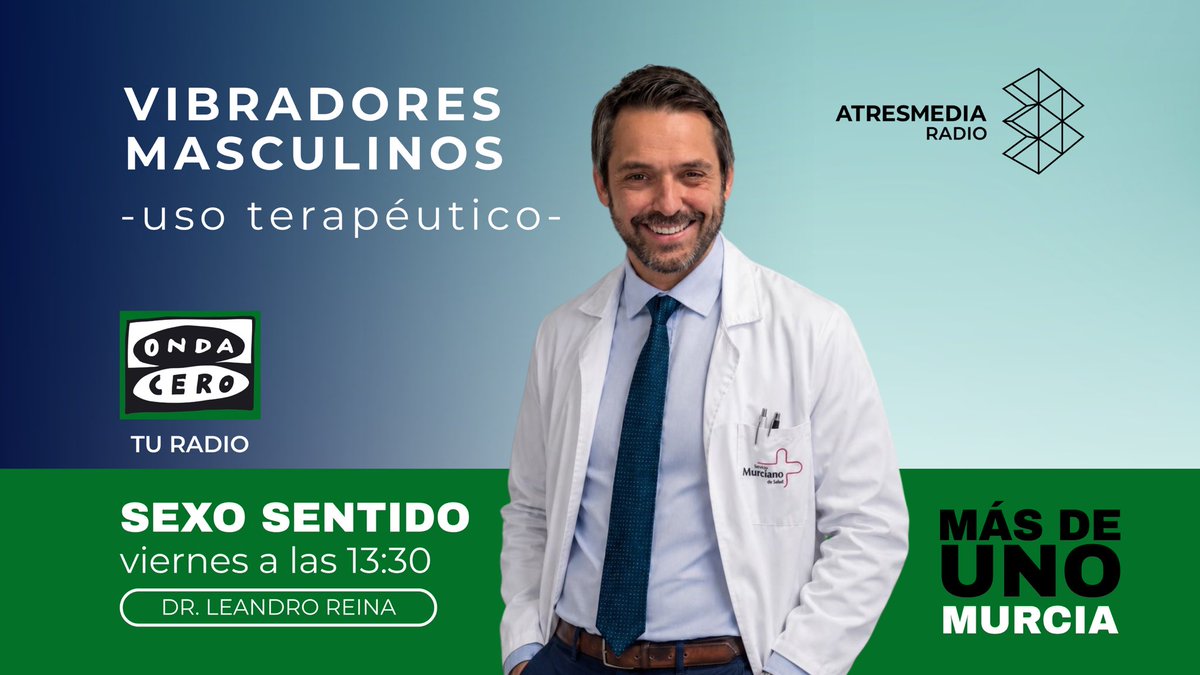masdeunomurcia's tweet photo. Este viernes a las 13:30 hablamos de salud sexual sin tabúes. Vibradores masculinos: usos terapéuticos con el Dr. Leandro Reina (Hospital Morales Meseguer), Jesús Rodríguez (ISM) y Eva Camacho (La Eroteca). Una conversación rigurosa desde la medicina y la sexología https://t.co/LZFIccQ7Ws
