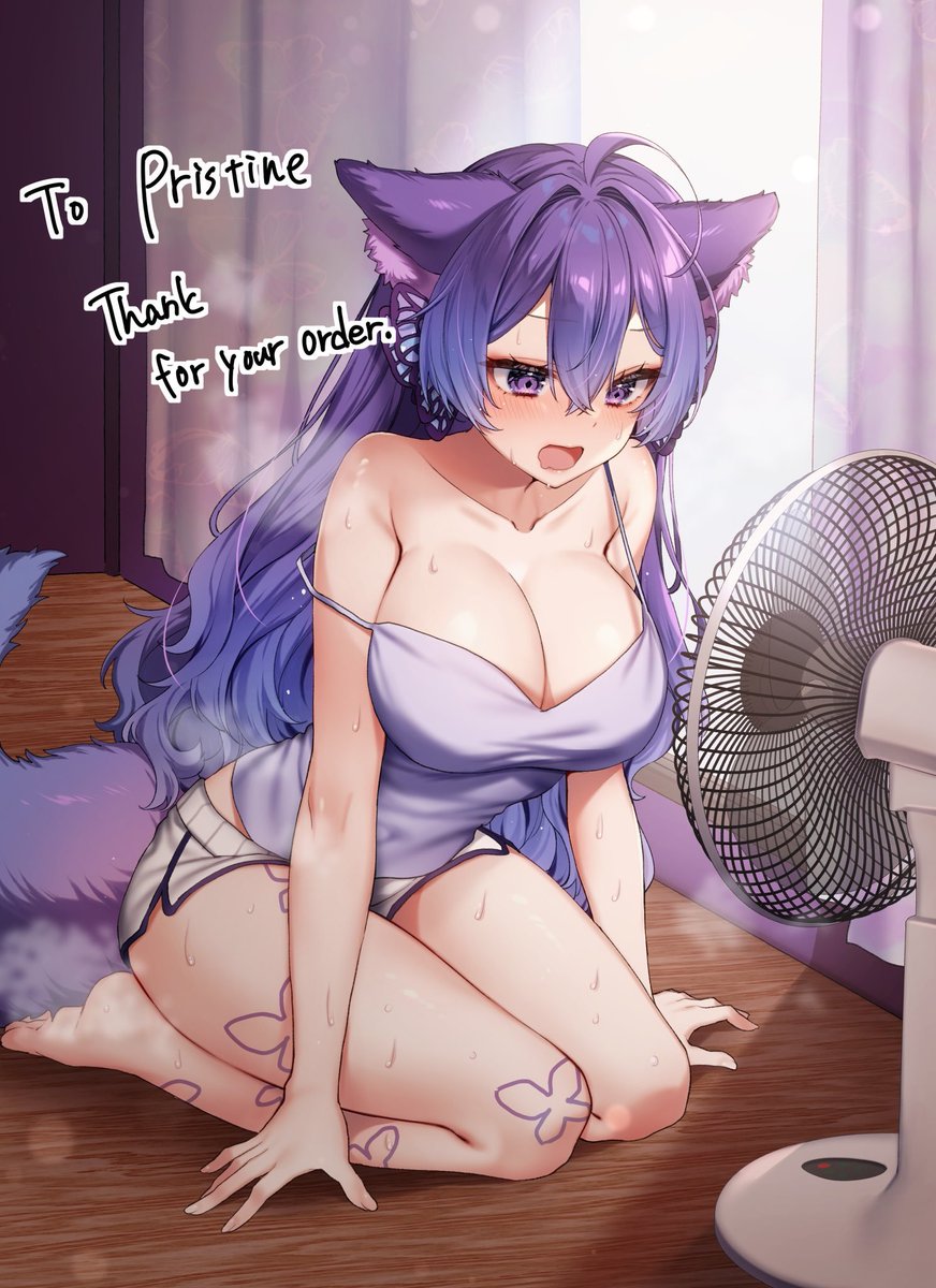 PristineZero's tweet photo. this fan is not cooling me down fast enough 
please summer calm down 

artist @kanbesan160 https://t.co/TKlnQ6UJ0l