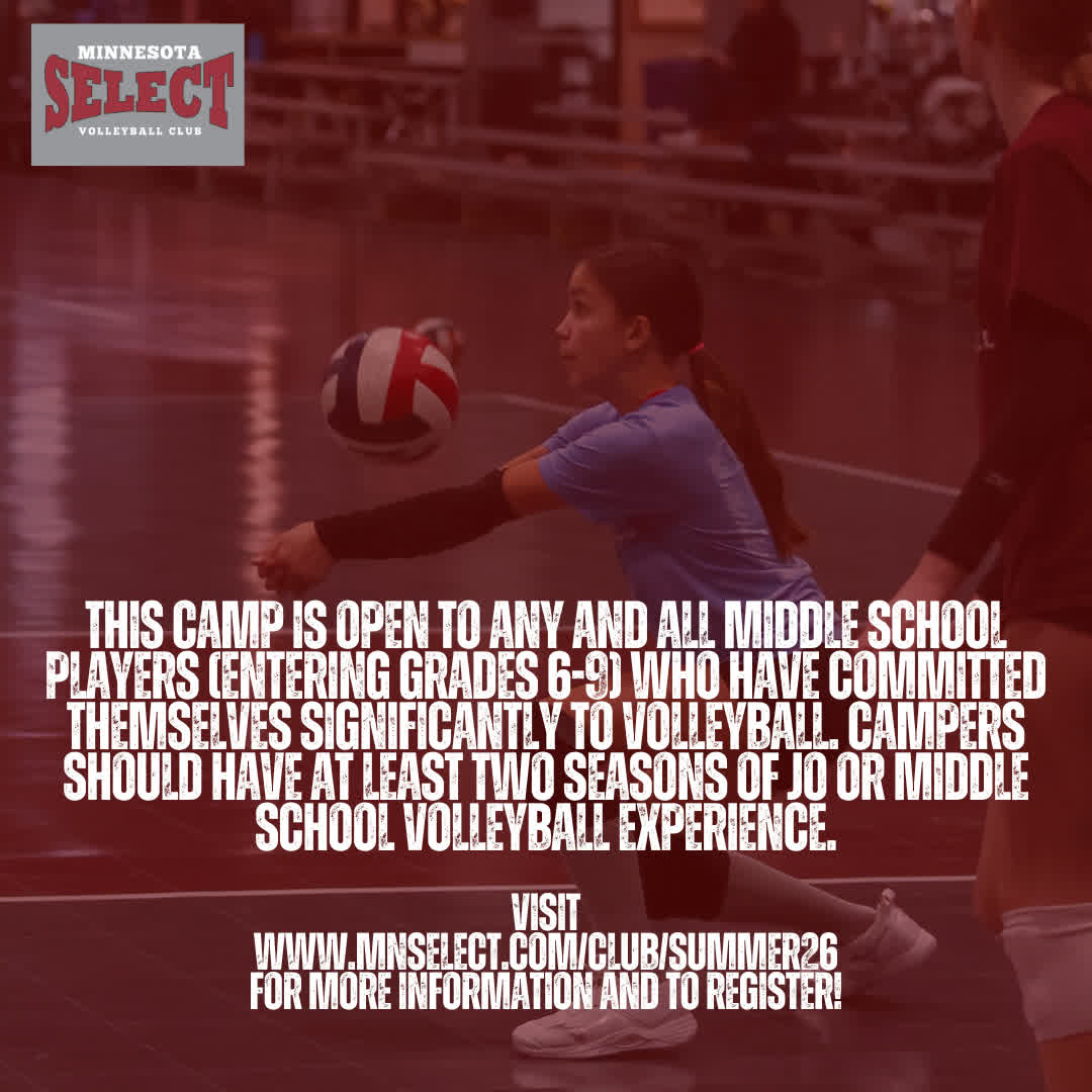 MNSelect's tweet photo. Middle School athletes with significant volleyball experience will enjoy high reps in a setting that will focus on competing, training skills and elevating volleyball IQ. Open to any and all athletes entering grades 6-9. Don't miss our Middle School Adv... https://t.co/eouPcsASxD https://t.co/3AsWFsz0u8