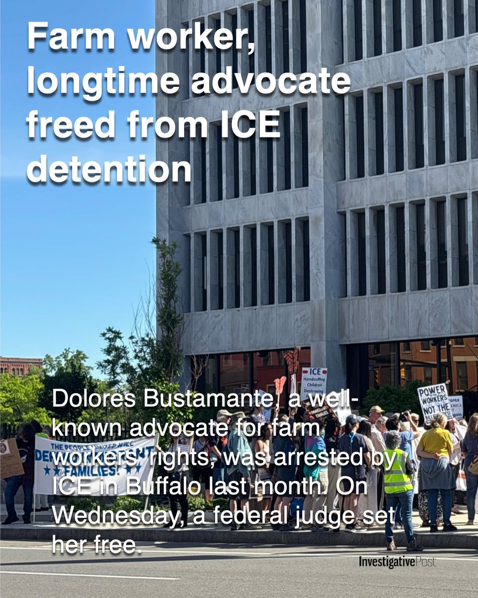 ipostnews's tweet photo. Breaking: Dolores Bustamante, the apple picker and longtime advocate for upstate farm workers, was freed from ICE detention last night.

Bustamante had been arrested at a check-in appointment in Buffalo last month. She was nearly deported to Mexico.

https://t.co/nOyfdcAgIt https://t.co/BB0fJwwy0B