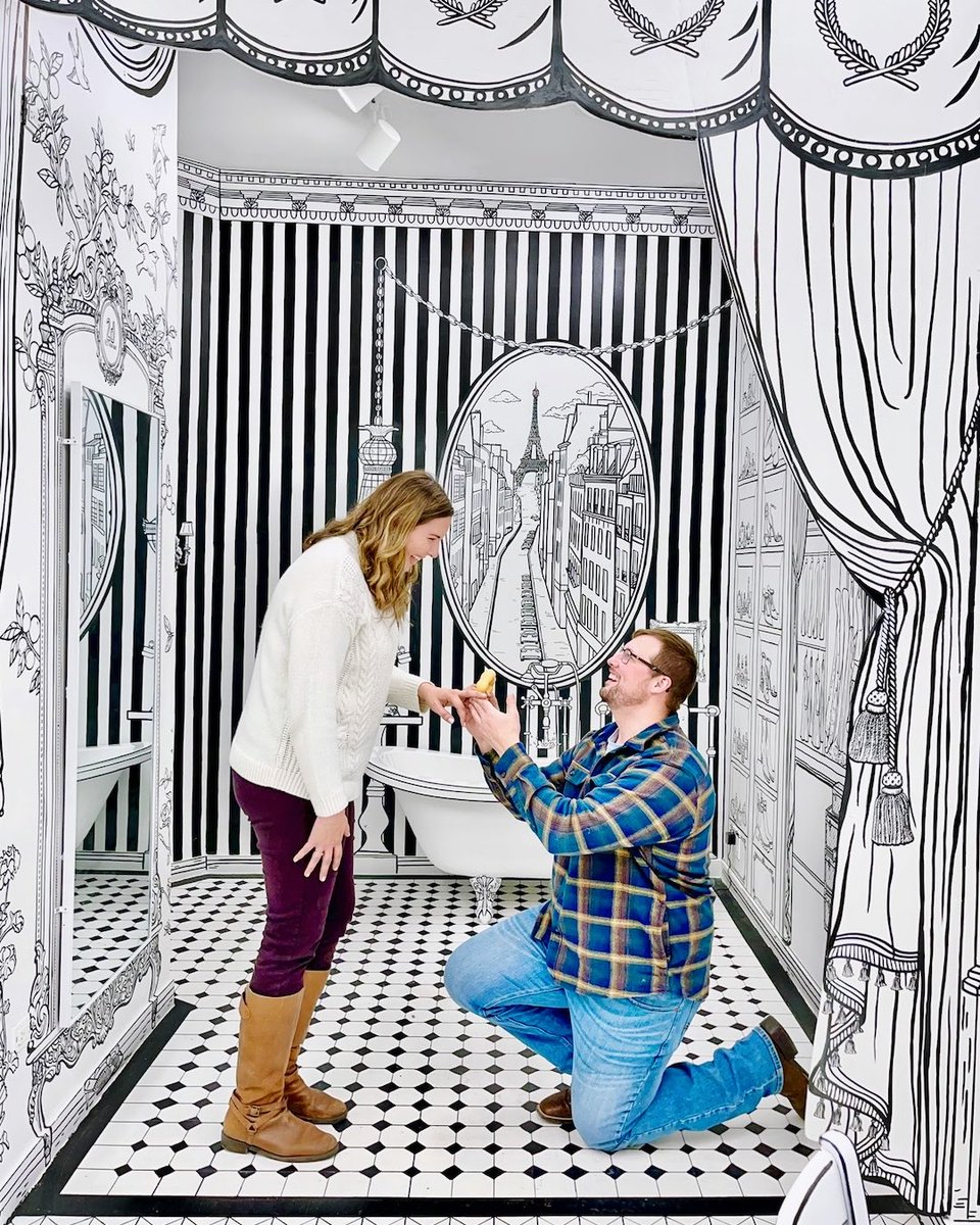 Peerspace's tweet photo. Believe it or not, you're looking at a restaurant, not a coloring book. Meet our May Wow Space: @2drestaurant, a mind-bending, hand-drawn monochrome eatery in Chicago's Lakeview neighborhood that you genuinely have to see to believe.

Every line and shadow inside this 1,600 sq ft space was hand-drawn by local artist Mia Larson in black and white, making it the ultimate blank canvas for bringing your own color to the party. Perfect for a birthday party for your vintage comic collector friend, a baby shower that needs a clean backdrop to contrast colorful decorations, or a corporate event that sparks creativity the second your team walks in the door.

Oh, and the food? Award-winning chef Kevin Yu brings Taiwanese fried chicken sandwiches, Japanese mochi donuts, Filipino Ube, and Vietnamese coffee to the table. We'll take one of everything. 

Explore this Wow Space with the link in bio. 

🔍 The most unique event space in Chicago
📍 Lakeview, Chicago, IL

#chicagoevents #birthdaypartyideas #eventinspo #chicagovenue #partyinspo