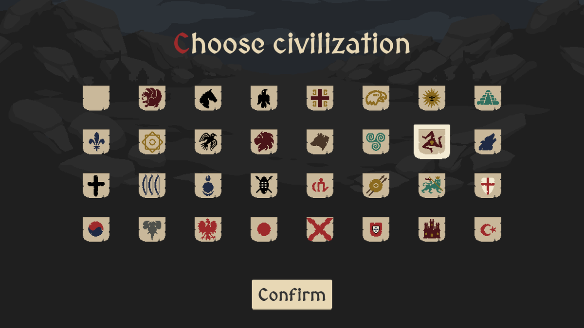 FiveHeadGames's tweet photo. Made 30+ civilizations with different bonuses for the full release!
Making icons in pixel art was the best part, though https://t.co/90Yat7Dd8B