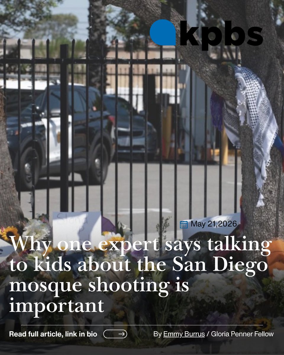 studentgrief's tweet photo. Following the tragedy at the San Diego Islamic Center, crisis expert Dr. David Schonfeld emphasizes the vital importance of talking to kids about what happened.  "If we don't talk about it, they don't know that they can ask about it."  Full article: https://t.co/lnMSgBmpVe https://t.co/sPDUhSazU4