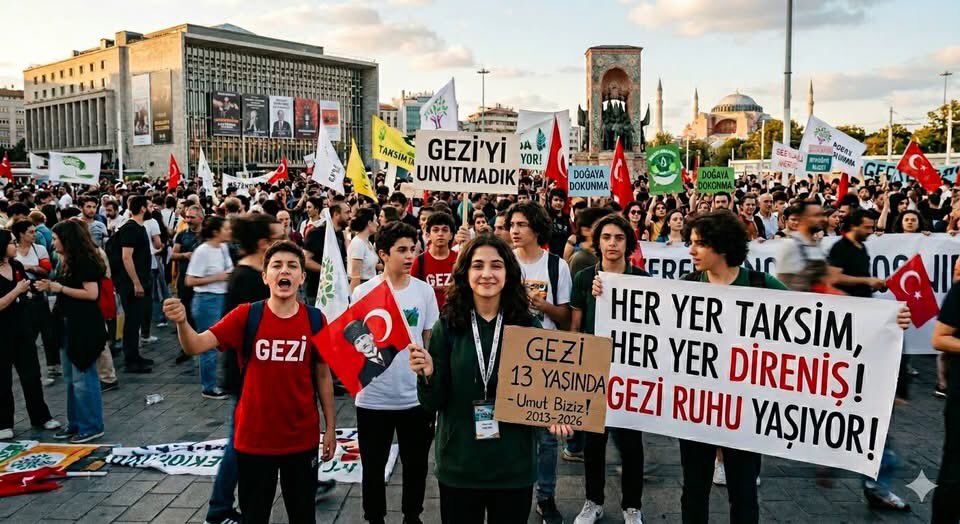 TOPRAK_2_'s tweet photo. Gezi Parkı Direnişi, parkın doğa düşmanlarınca katledilme girişimine karşı 13 yıl önce bugün (28 Mayıs 2013) başladı.

Halkın Gezi Parkı'na sahip çıkması İstanbul'un sayılı yeşil alanlarından olan mekanın betonlaştırılmasının önüne geçti.

''Siz yokken burada olan ağaçlar siz giderken de burada selam duracaklar.''