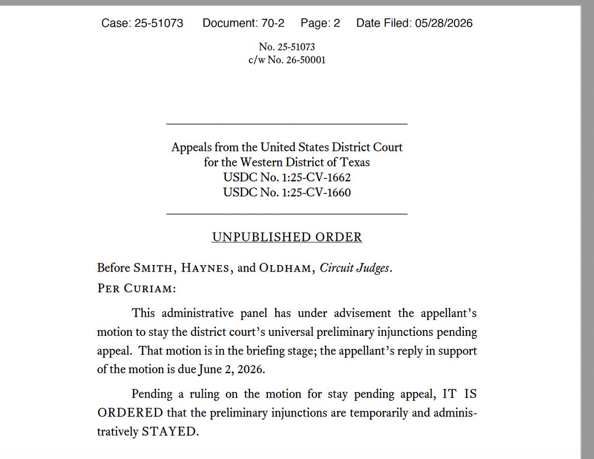 wendyndavis's tweet photo. 5th Circuit lifts injunction that prohibited enforcement of App Store Accountability Act. 

prior:

https://t.co/9jPirt2TXT https://t.co/RmhPDfxbkj