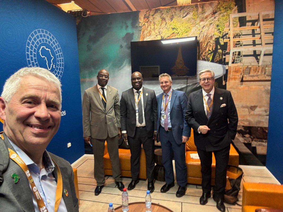 TimoOlkkonen's tweet photo. Lots of bilateral meetings at the #AFDBM2026 in Brazzaville: Hon. Ismael Nabe, Minister of International Cooperation of Guinea, and delegations of Senegal, Kenya, Tanzania...and not least my old friend from Zambia, now budget chief Felix Nkulukusa! https://t.co/M7JccXCNE2
