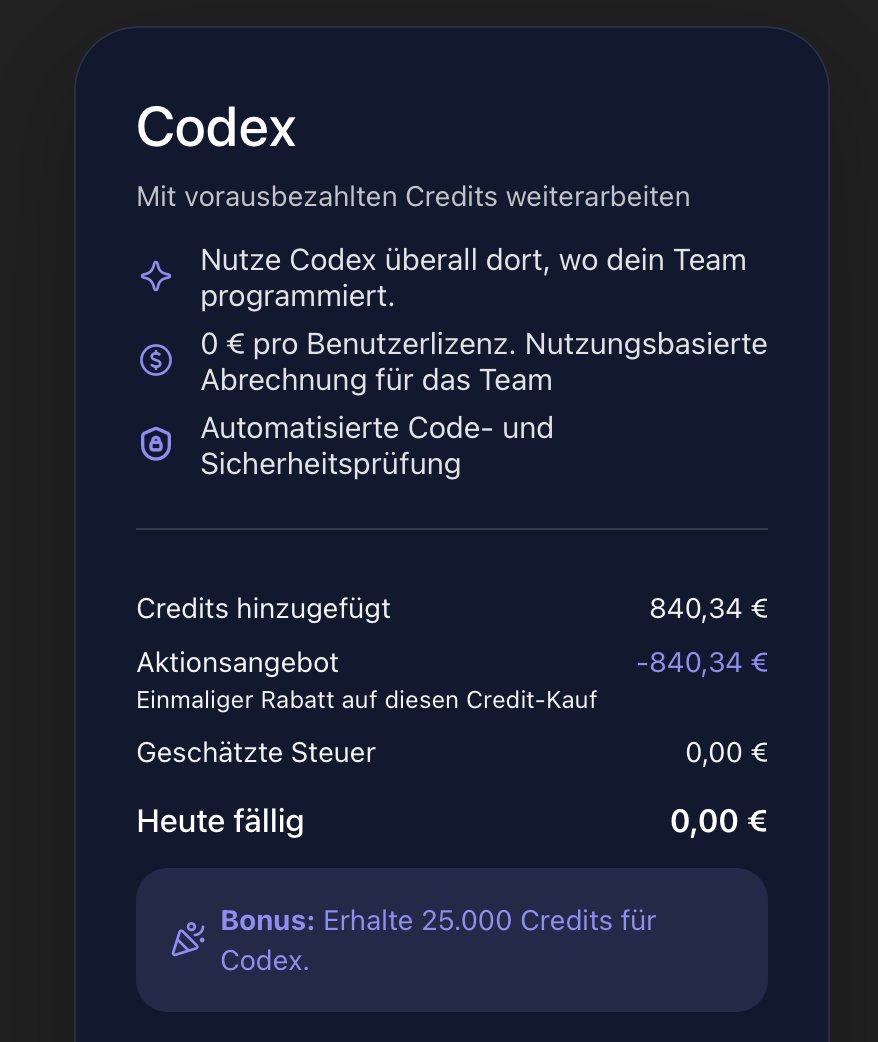 Alfons_fhl's tweet photo. OpenAI is giving away $1,000 in free Codex credits to startups.
> Pay-as-you-go. No upfront cost.
> Apply here: https://t.co/2TczcMOzR3
> Wait around 2 weeks
> Claim link in approval email. https://t.co/e69jx9CJsF