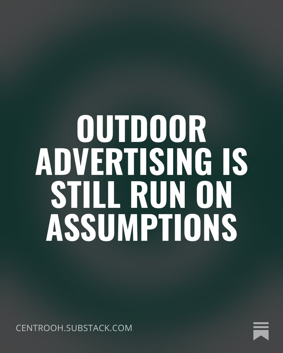 centrooh's tweet photo. Outdoor advertising is still largely run on assumptions.
Without measurement, there is no real way to know what your billboard spend is delivering.
Read more here: https://t.co/ICIdrPJHMH
#ConsumerBehaviour #AfricanBusiness #locationintelligence #marketintelligence https://t.co/0X6Q0h2rLR