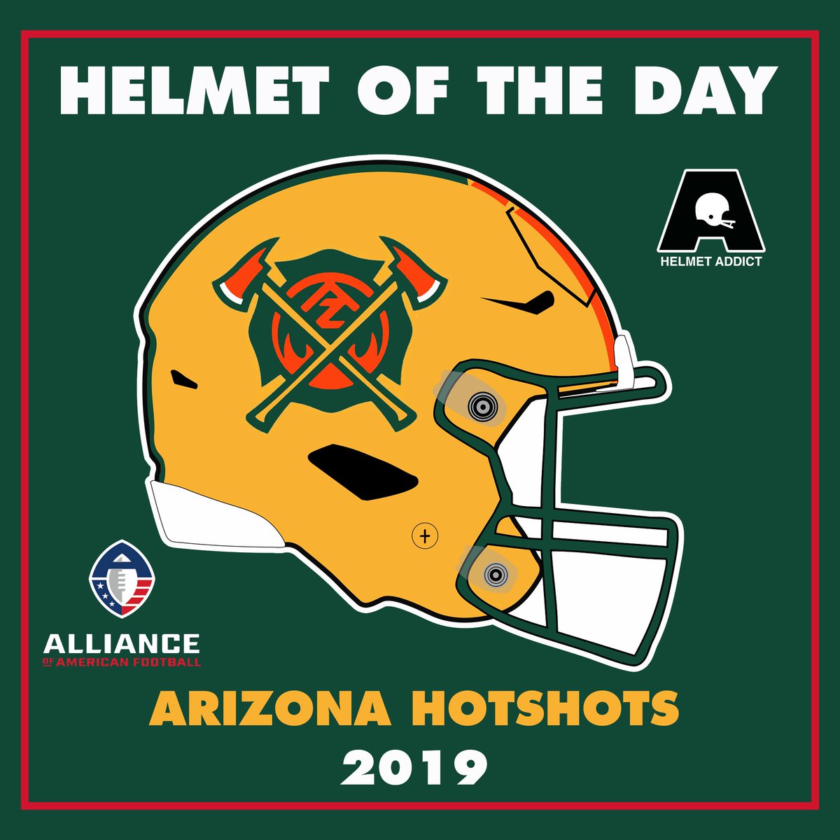 Helmet Of the Day: The Arizona Hotshots of the short-lived Alliance Of American  Football. Basically the last spring league I paid attention to in any real  way. Although I did attend the