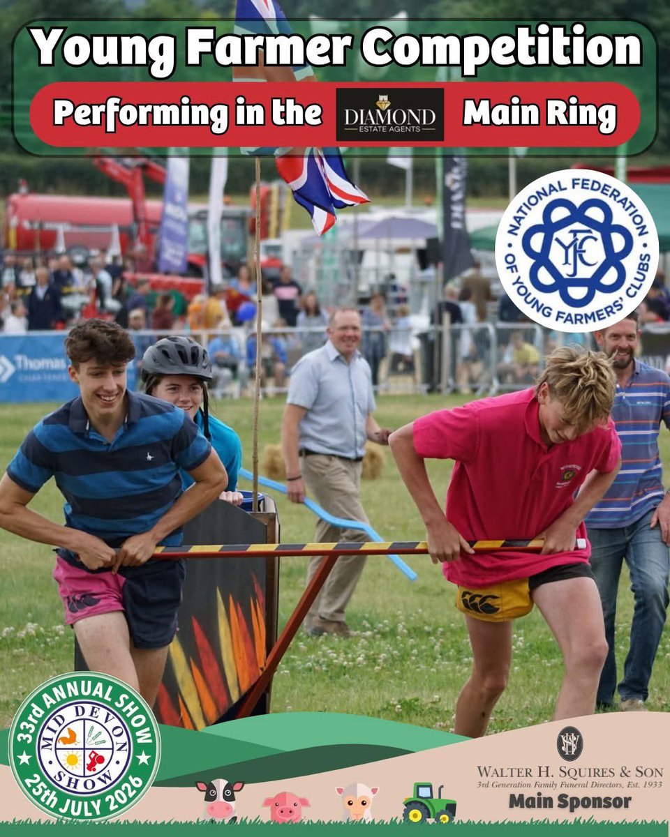 middevonshow's tweet photo. 🚜🌾 Young Farmers Take Over the Main Ring! 🌾🚜

Get ready for plenty of fun, teamwork and friendly rivalry as local Young Farmers clubs go head-to-head 💪🏆

🎟️ Tickets available now: https://t.co/jr1MOrdMii

🌟 The Mid Devon Show – one of Devon’s best days out! 🌟 https://t.co/BiCuCz2IAe