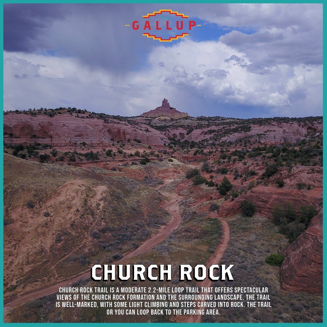 VisitGallup's tweet photo. Church Rock is a prominent sandstone formation, known for its distinctive spire that resembles a steeple. Red Rock Park's features massive cliffs of Jurassic Entrada Sandstone &amp; rocks from the Morrison &amp; Dakota Formations, shaped by millions of years of erosion from wind &amp; rain. https://t.co/ltTs2PVggn