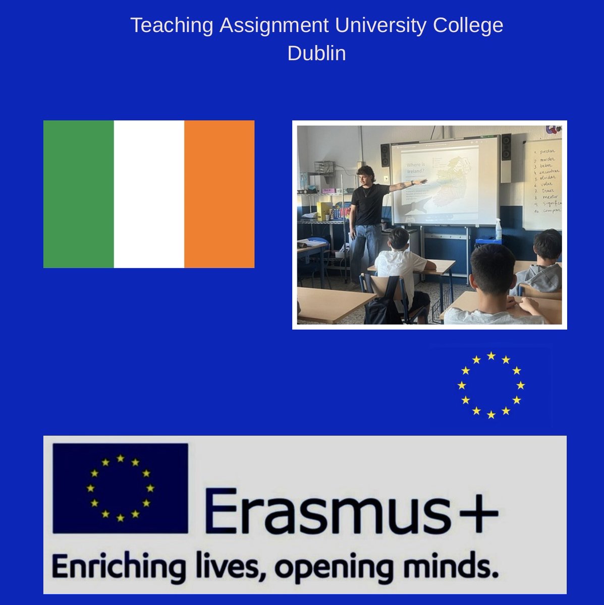 IESPALOCONVIVE's tweet photo. Sean Milbourne, procedente de la University College Dublin, está realizando este mes su teaching assignment Erasmus + en el IES El Palo 🇮🇪🍀 #erasmuselpalo @sepie_gob https://t.co/RcphFuJMde