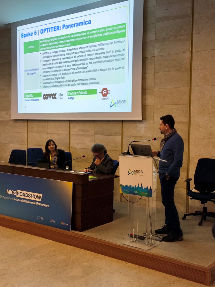 ComecInnovative's tweet photo. We participated in the #RoadshowMICSSUD event organized by #MICS where we exposed our #Optiter R&amp;D #project, for which we also collaborated with Addyx and IMAST.
The conference dedicated two days to #innovation, #research, and #development of #MadeInItaly.
#impregnation #resin https://t.co/hZiXgCmFEM