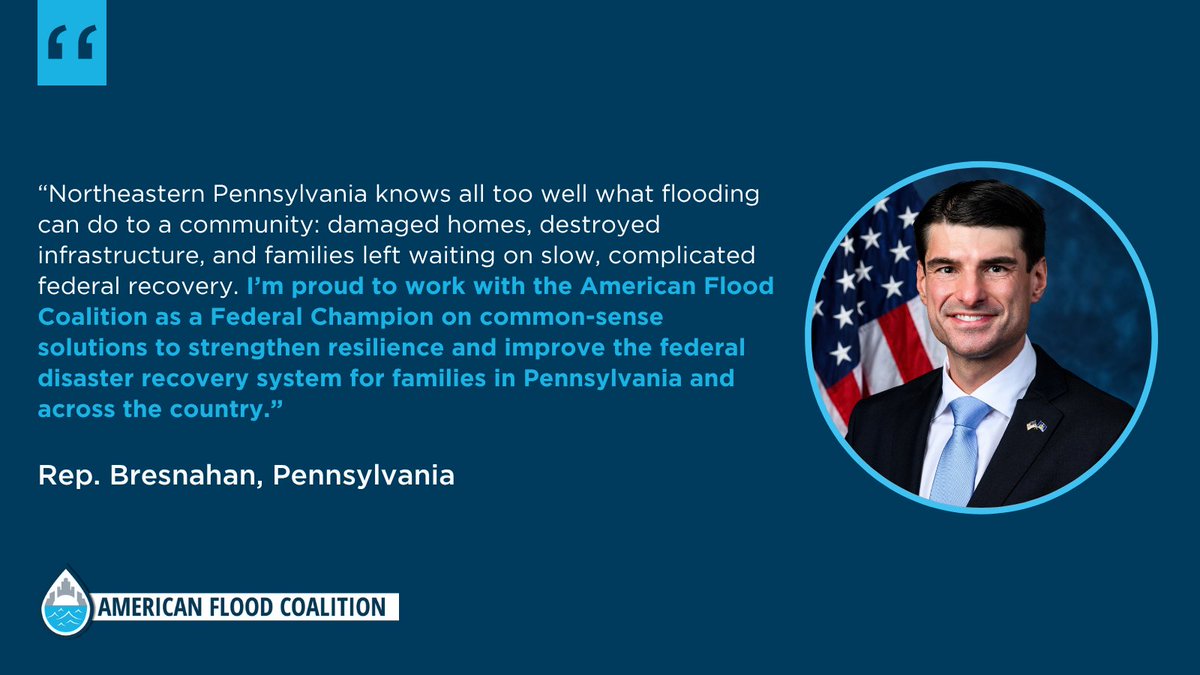 floodcoalition's tweet photo. Northeastern Pennsylvania knows firsthand what flooding can do to a community, and now they have a champion fighting back. 

We're proud to welcome @RepBresnahan as an AFC #FederalChampion! 

Join us in celebrating Rep. Bresnahan and learn more: https://t.co/8RBNUSK2o2

#PA #FloodResilience #DisasterRecovery #FloodingSolutions