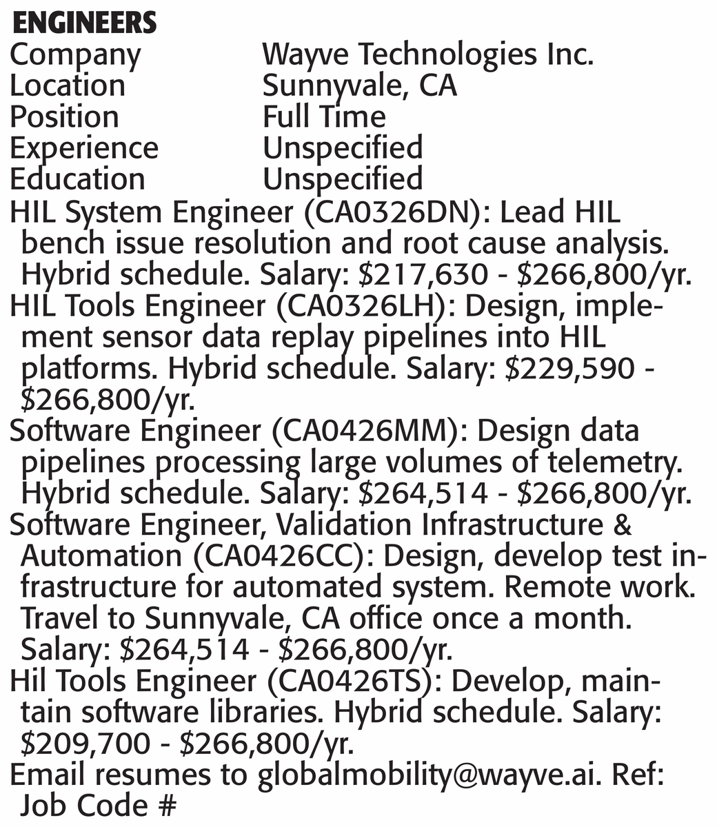 JobsNowPR's tweet photo. Its not hard to find companies mainlining immigrant replacements into their workforce

Page 1 of the San Francisco Chronicle classifieds - Wayve is asking job seekers for 5 different 200k+ engineering jobs to email their resumes to their global mobility (immigration) department https://t.co/alpDOKZb6K