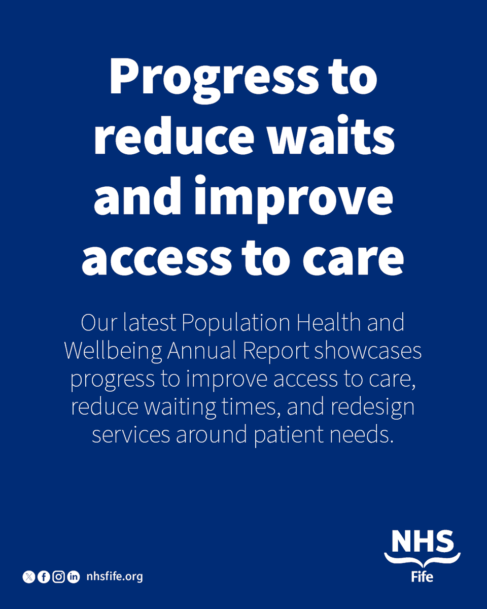nhsfife's tweet photo. Our latest Population Health and Wellbeing Annual Report showcases progress to improve access to care, reduce waiting times, and redesign services around patient needs.

👉 More: https://t.co/lhoc1s69dz https://t.co/SAcq3YK1Wn
