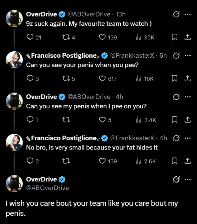 Ozzny_CS2's tweet photo. OverDrive &amp; 9z's CEO beefing wasn't on my bingo card for today 😭 https://t.co/E6aGjGHuTI