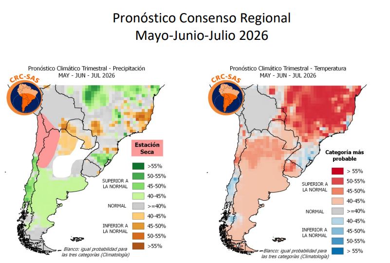 CRC_SAS's tweet photo. 🔶Están disponibles las "PERSPECTIVAS CLIMÁTICAS MAYO-JUNIO-JULIO 2026"
A partir de las reuniones del grupo de monitoreo y #pronóstico #climático del CRC-SAS, se actualizó el reporte trimestral.
🔗Consulte el informe aquí: https://t.co/QKNQGQuqSE
#Clima #OMM #ENOS #WMO https://t.co/vy8IGIPJOc