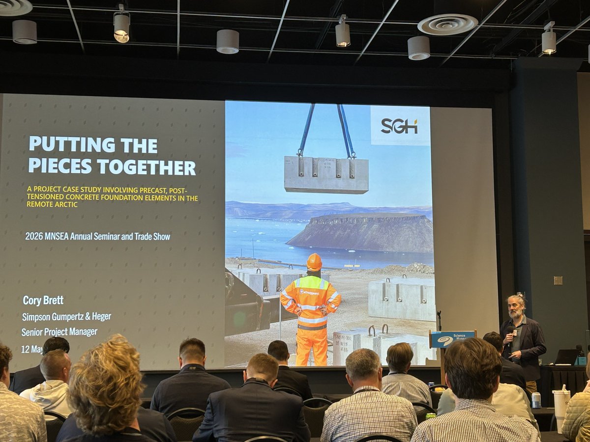 SGH_Engineering's tweet photo. SGH’s Cory Brett recently spoke at the Minnesota Structural Engineers Association 2026 Tradeshow and Seminar. Members of SGH’s Minneapolis team joined Cory at the event, including Matthew McDermott, Michael Murphy, Grant Magnuson, and Keith Palmer (not pictured). https://t.co/BEoMWaifZH