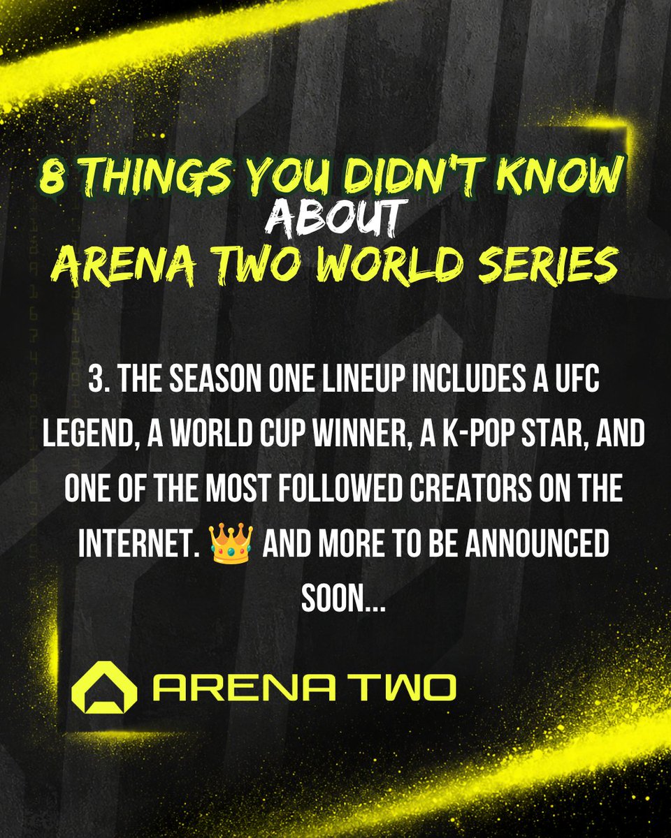 arenatwoX's tweet photo. Bet you didn't know all 8. 🤔🔥
Swipe to find out what everyone's talking about. #ArenaTwo #SeasonOne #atwo ...Aposto que você não sabia de todos os 8. 🤔🔥
Arrasta pro lado pra descobrir do que tá todo mundo falando. #ArenaTwo #SeasonOne #ATWO https://t.co/NkxxqMe18A