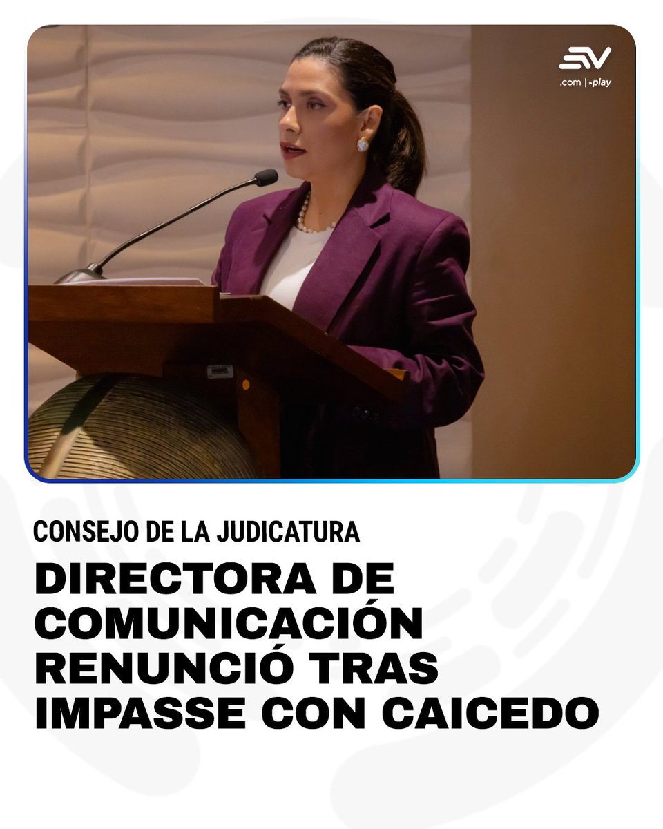 EcuavisaInforma's tweet photo. 🔴📃 Karina Granja Altamirano presentó su renuncia irrevocable al cargo de directora general de comunicación del Consejo de la Judicatura alegando malos tratos. El impasse sería con la presidenta Mercedes Caicedo. Entérate ▶️ https://t.co/T6VWrFYRQd https://t.co/TnEI4hcFNm