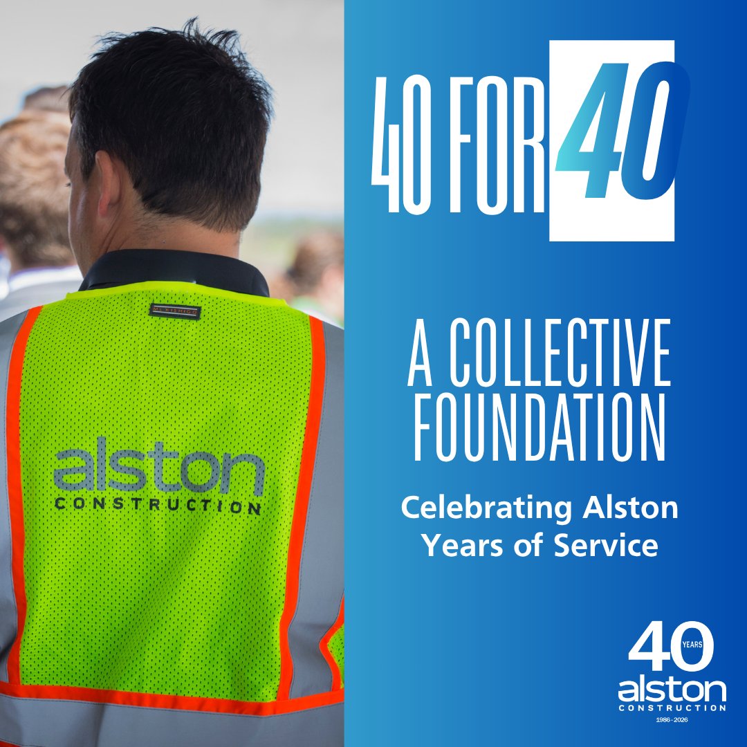 alstonconstruct's tweet photo. 40 for 40: Our People. 🤝 Our team doesn’t just join our culture, they build it. For People Week, we’re celebrating 1,800 combined years of service! (To do that alone, you'd have to start work in 226 AD)

#Alston40 #PeopleWeek https://t.co/svrElblrbZ