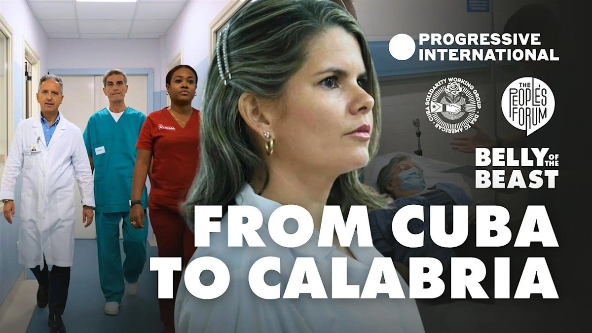 dsa_intl_comm's tweet photo. Join us on June 4 at the NYC premiere of @bellybeastcuba's new film "From Cuba to Calabria," a ground-level look at Cuba's medical internationalism and the US campaign to kill it.  RSVP: 
https://t.co/YDNGn132P9 https://t.co/HujEdQbHxq
