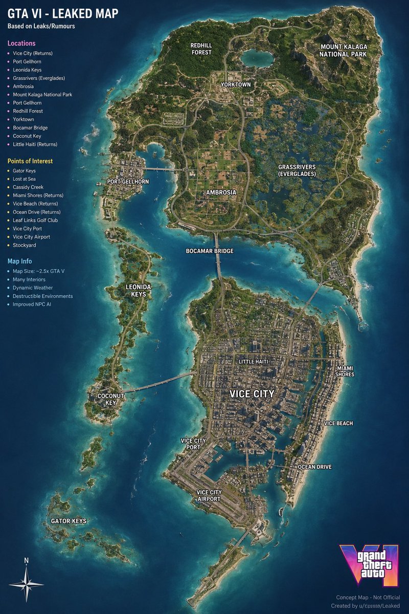 nasgamingg's tweet photo. GTA VI MAP LEAKED!!!

What’s your thoughts on this 🤔 

#gta #gtavi #gta6 #gta6map https://t.co/YRebWgODSv