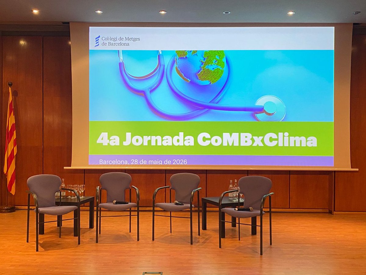 COMBarcelona's tweet photo. Tot llest per la Jornada #CoMBxClima🌍 Parlem sobre salut planetària i sobre sostenibilitat en diferents àmbits del sistema sanitari🍃🩺

🏅També lliurem els gaurdons de la 2a edició dels premis a les millors pràctiques en acció climàtica i salut planetària en l’àmbit sanitari del @CCMC_MetgesCat.

Comencem❗