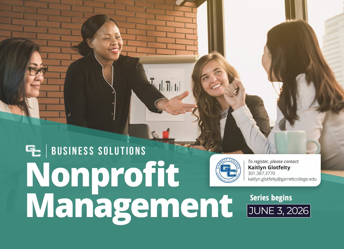 GC_CEWD's tweet photo. Grow your impact! 💻 Nonprofit Mgmt Program June 3–July 22.
Build leadership, boards &amp; grant skills.
Info: 301-387-3770 #GarrettCollege https://t.co/nJU2t6HjRF