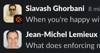 jmwind's tweet photo. One of the underrated side-effects of having so many ex-colleagues go build great companies is that when you use their products, you just invite them into your Slack and keep hanging out.

Way less awkward than running into your ex at a grocery store. @stillaai https://t.co/RHRZ2NowsR