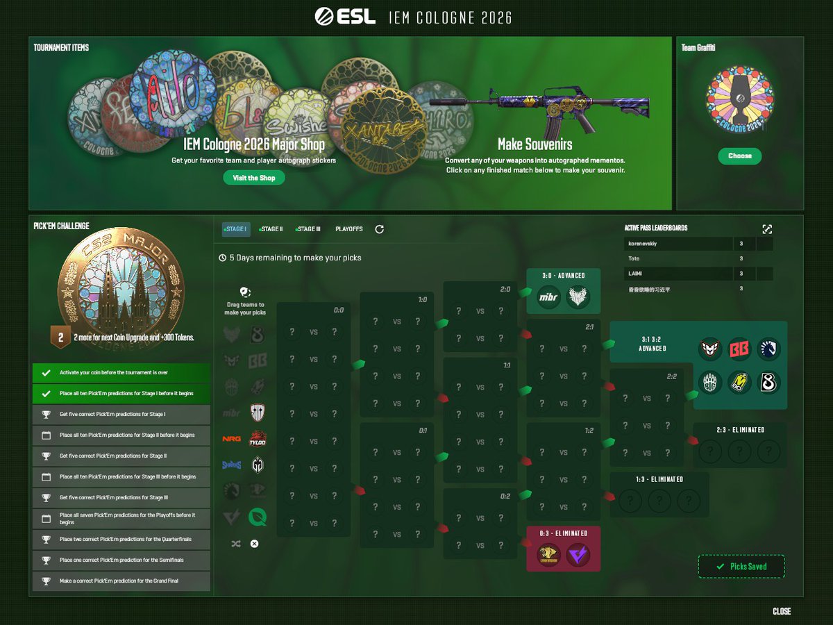 AliDreamCS's tweet photo. My Cologne Stage 1 Pick'Em is in. GamerLegion + MIBR for the 3-0 — REZ is in scary form and MIBR are the most consistent team in this stage, full stop. THUNDERdOWNUNDER going 0-3 isn't a hot take, it's just math: nobody's seen them and BO1 eats unknowns alive. https://t.co/Lm6x5kPWOd