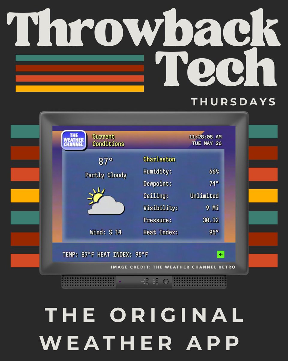 cofcit's tweet photo. Kids today will never know the anxiety of missing the "Local on the 8s" 📻

Staring at the TV, listening to smooth jazz, waiting for the radar to roll through 5 counties that weren't yours just to see if school was canceled.

Check out 90's retro weather: https://t.co/OY3QiRvgRu https://t.co/CgmzR1tf51