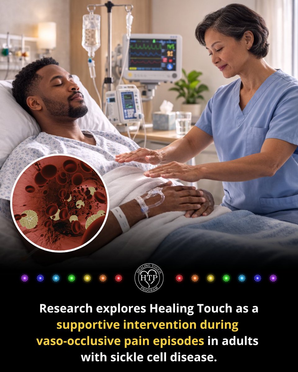 HTProgram's tweet photo. A pilot study found adults hospitalized for sickle cell pain crises who received Healing Touch reported reductions in pain and stress during treatment sessions. Small exploratory study only.
https://t.co/ck6gWvfNe6
#HealingTouch https://t.co/XzbKNhp4lK
