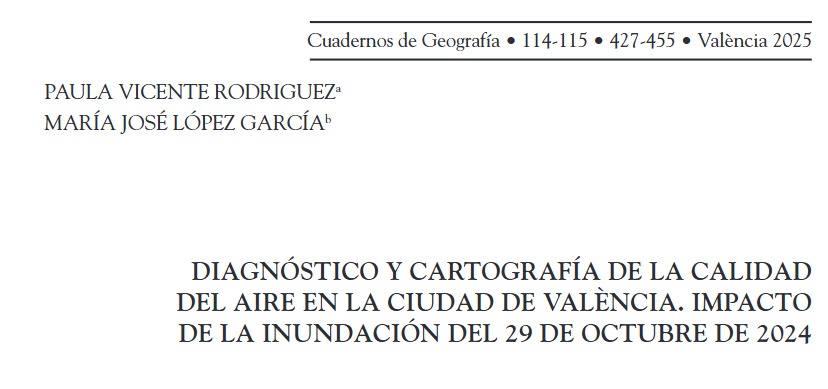cuadernosgeo's tweet photo. 🌧️📚 Especial DANA | Cuadernos de Geografía (UV)

El estudio de P. Vicente y M.J. López sobre "Diagnóstico y cartografía de la calidad del aire" revela la inundación multiplicó por 3,4 las partículas PM10 en l'Horta Sud.

🔗 https://t.co/xoqZ0HvRkC https://t.co/38aXw1iCqc