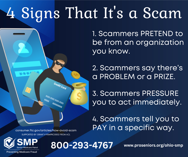 AAA3Ohio's tweet photo. Here are 4 signs that the call, email, or text you got is a scam. Be sure to share this with your friends and family to help prevent scams! https://t.co/2wcsT3Z5ch