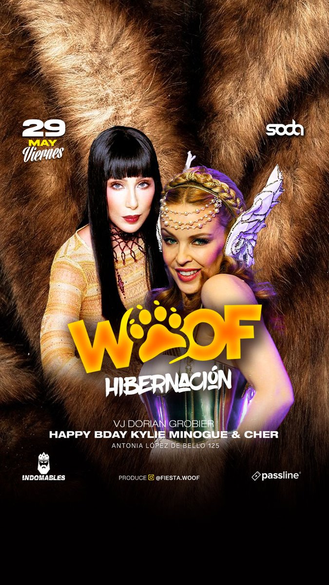 doriangrobier's tweet photo. Viernes 29 Mayo
Capeamos el frío en #WOOF 
Modo Hibernacion
Desde las 23.30hrs
En Club SODA
Bloques Especiales (Birthday Divas) :
CHER // KYLIE MINOGUE

@indomableschile 
@Clubsodastgo 
@kylieminogue https://t.co/GQGIMxc7Wu