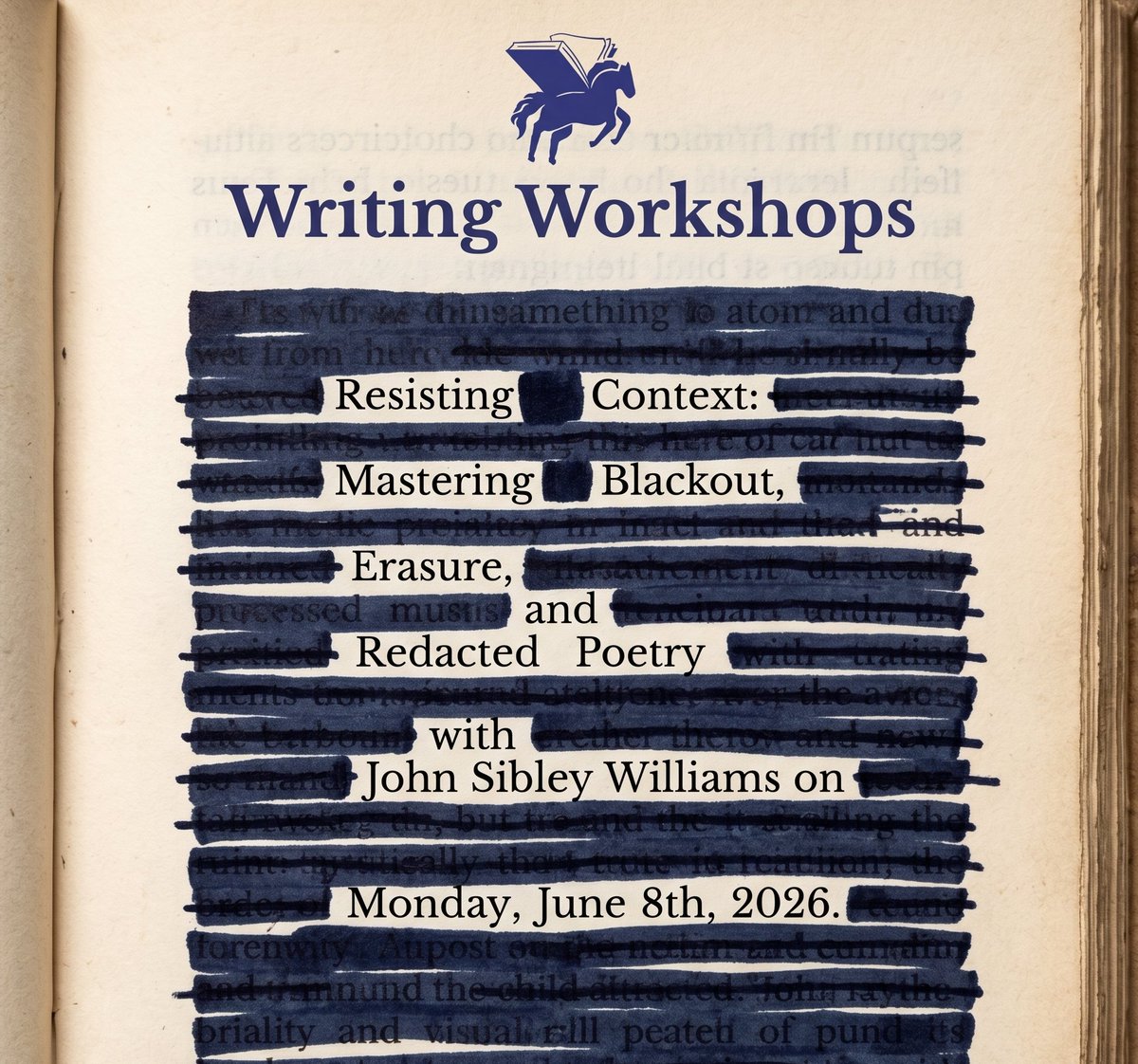 WritingWorkshps's tweet photo. Write a poem without writing a single word of it.

Erasure, blackout, redaction: one evening with John Sibley Williams (Best American Poetry, Cider Press Review Poetry Award) on June 8. 

Three new poems, all levels: 

https://t.co/kLrDZaDL7S https://t.co/dbNE4Azwyr
