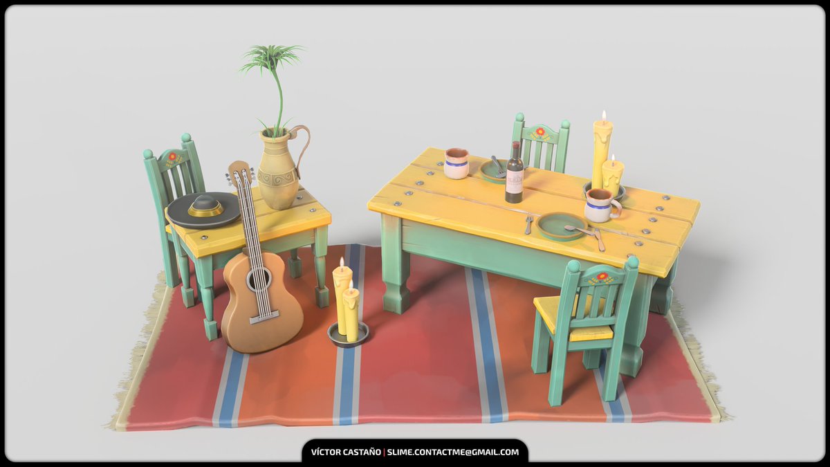 itsameslime's tweet photo. Today I’m sharing the first full breakdown post for Dorado!!!

This one focuses on the props, hero props, architecture and modular kits created for the environment, including low poly models, high poly sculpts and wireframes. 

🔗https://t.co/wvHJSM3bZ2

More breakdowns for materials, foliage and the full environment workflow coming soon!