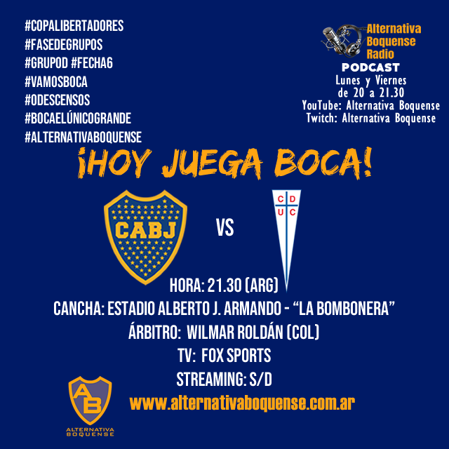 alter_boquense's tweet photo. #Libertadores #HoyJuegaBoca con la obligación de ganar para pasar a octavos

#BocaJuniors #VamosBoca #CrespiEsBoca #LaBombonera #LaBocaConCrespi #BocaElÚnicoGrande #0Descensos #Lubrimota #HerramientasMota #mota 

https://t.co/IcD6G7oTYM https://t.co/qkMrRNVPY6