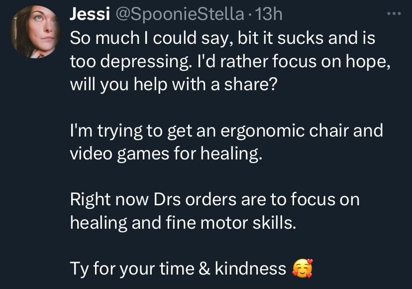 tsnobs's tweet photo. She needs a $220 gaming chair and more video games…for healing. 🙄 My god, people, stop being taken in by this greedy grifter! https://t.co/oyEFZyeMoY
