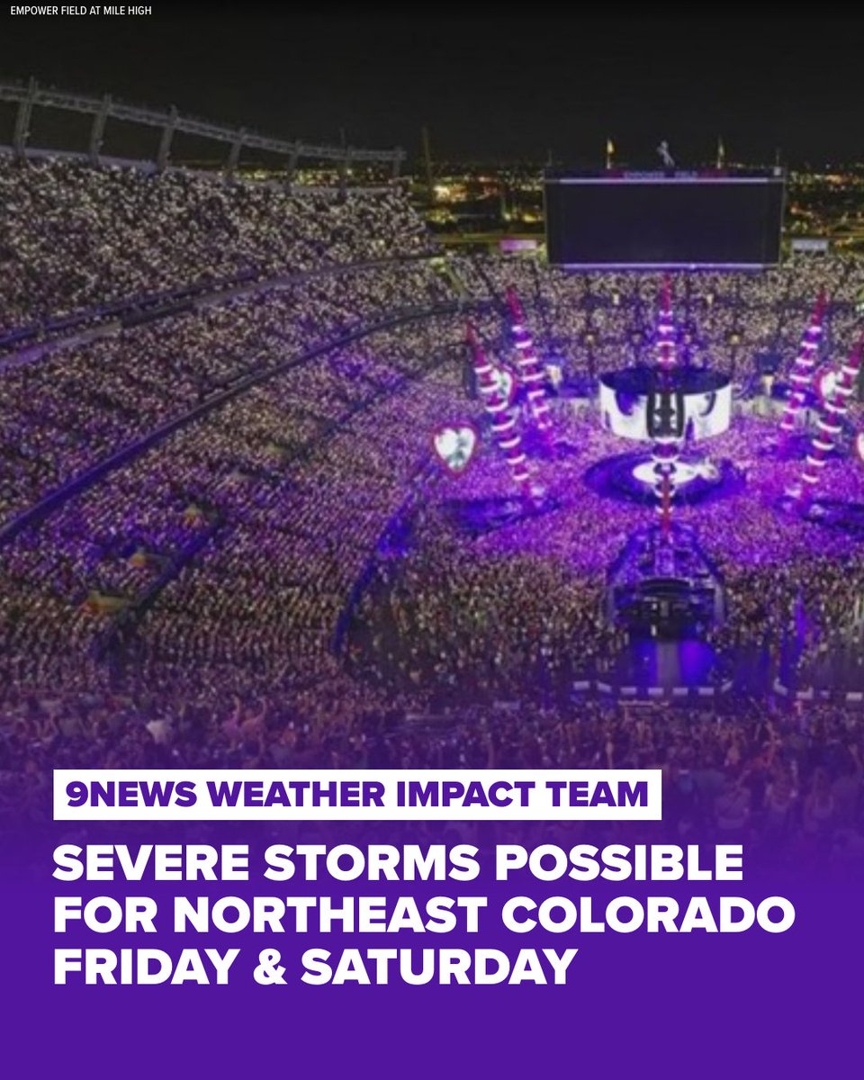 9NEWSWeather's tweet photo. Saturday carries the highest severe weather potential as a low-pressure system tracks over eastern Colorado: https://t.co/qijXXeajK8 https://t.co/451iS60csV