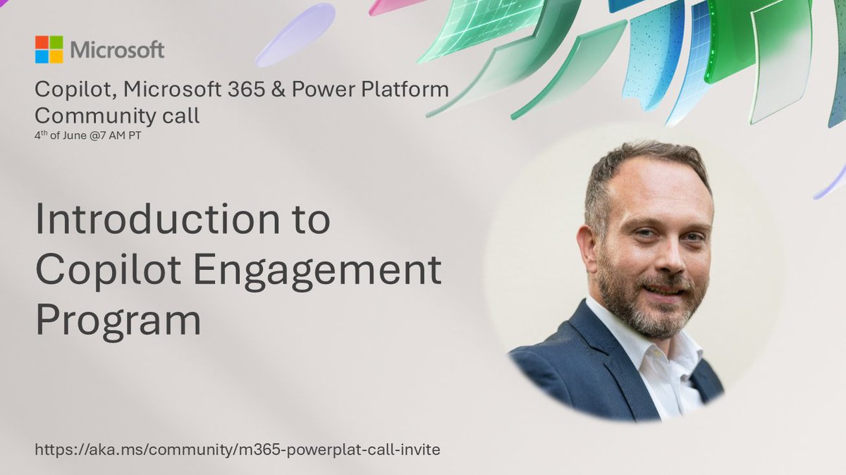 m365pnp's tweet photo. 📆 Introduction to Copilot Engagement Program

• Live demo in community call on 4th of June 7 AM PT
• Presented by @FedericoSPDev 👏
• Don’t miss out! Everyone is welcome!

👋 Get the invite → https://t.co/55Jhxd3NB5

#Microsoft365 #Copilot #AI https://t.co/G05nOtku5M