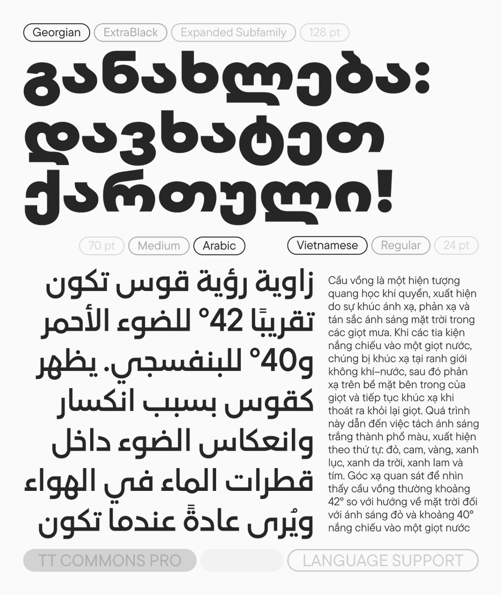_TYPETYPE_'s tweet photo. Meet TT Commons™ Pro version 4.100—now with support for the Georgian alphabet! 

TT Commons™ Pro v. 4.100: https://t.co/VTf8ATDM5t

The Georgian version of the font is perfectly suited for fashionable books and magazines, logos and packaging design, web, and navigation. https://t.co/ELL8zIhFvc